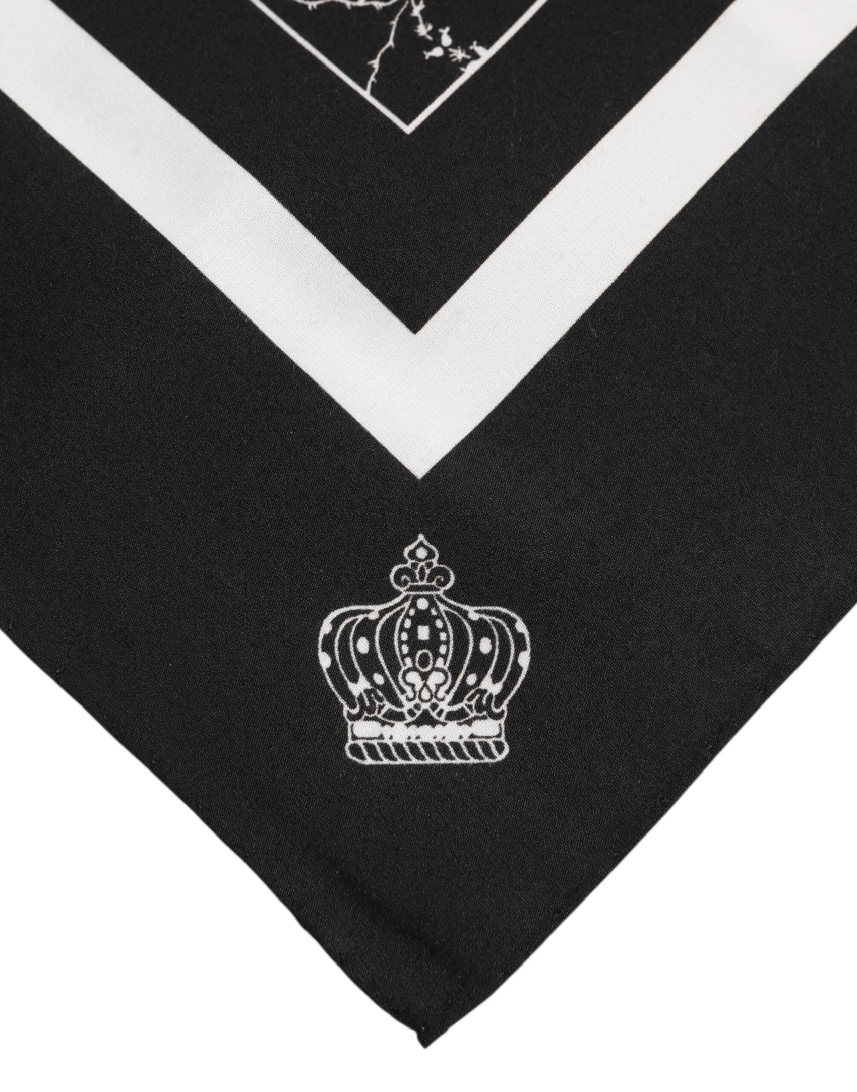 Dolce & Gabbana Black White Printed Square Foulard Scarf