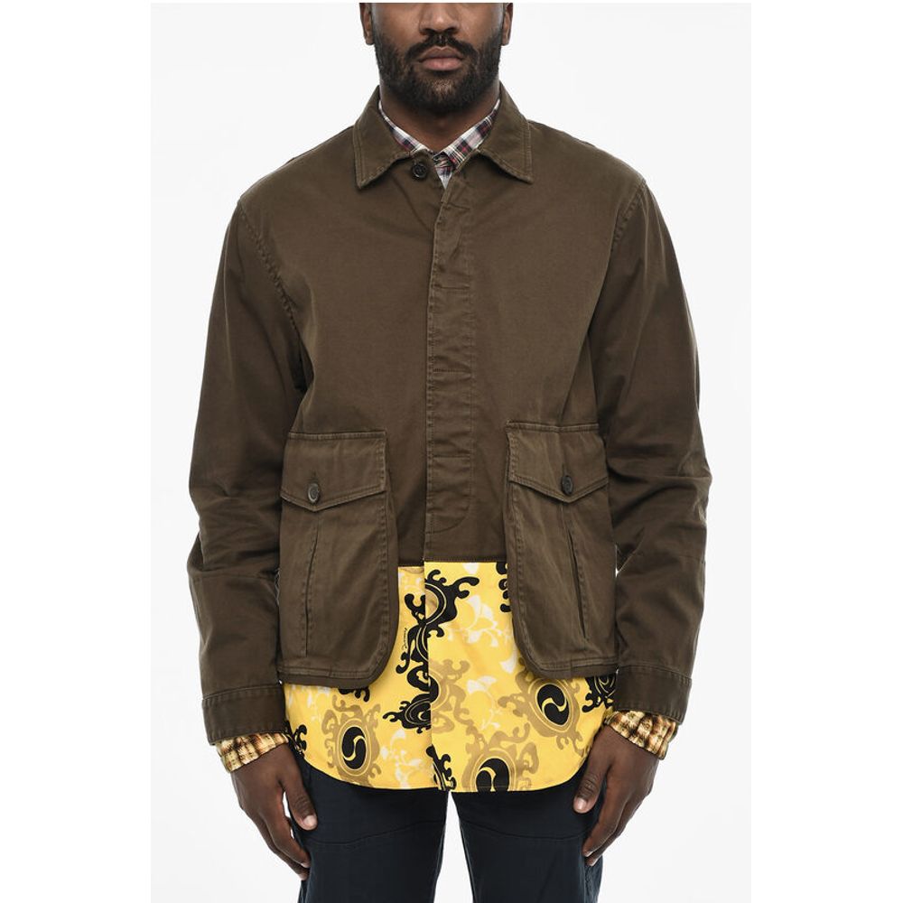 Cotton Blazer with Silk Details and Logoed Buttons