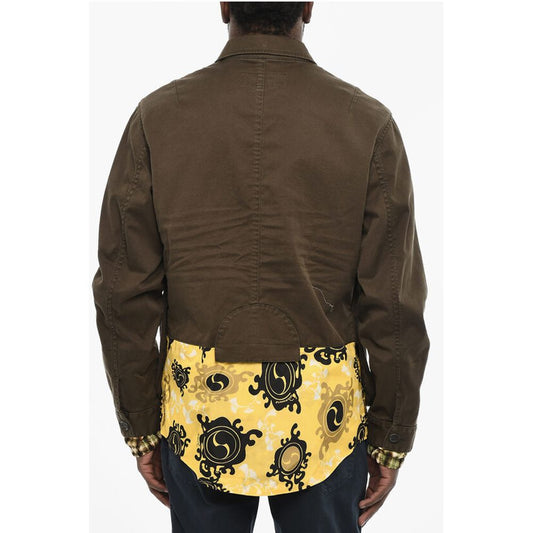 Cotton Blazer with Silk Details and Logoed Buttons
