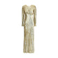 Self-Portrait Gold thread long Dress