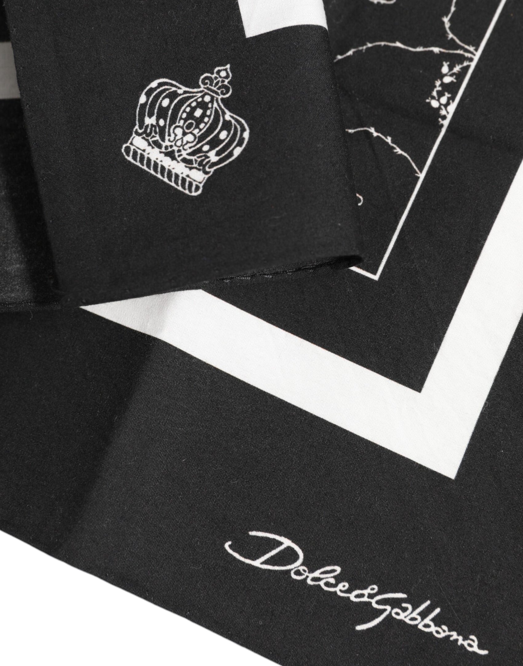 Dolce & Gabbana Black White Printed Square Foulard Scarf