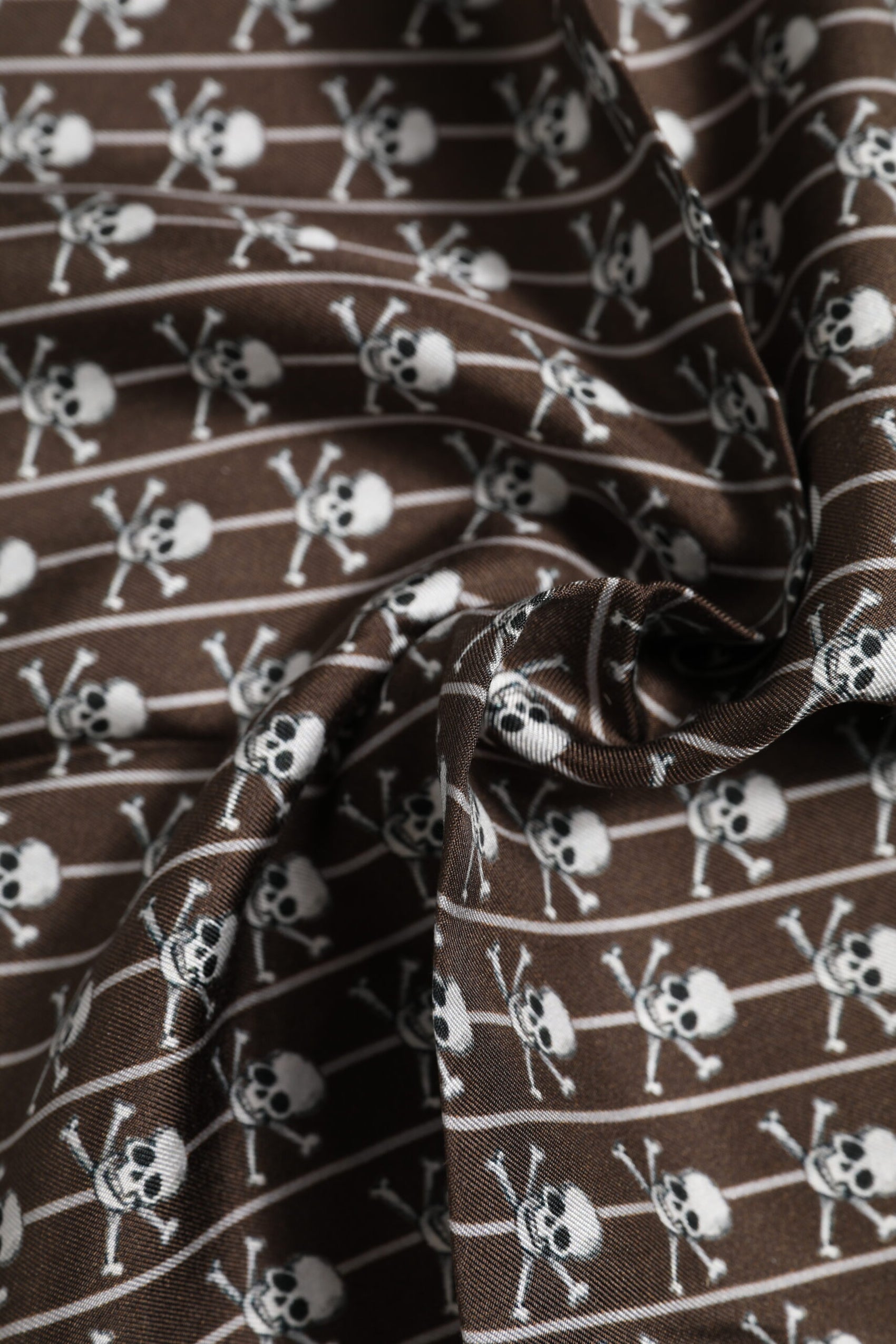 Dolce & Gabbana Brown Skull Silk Square Men Foulard Scarf