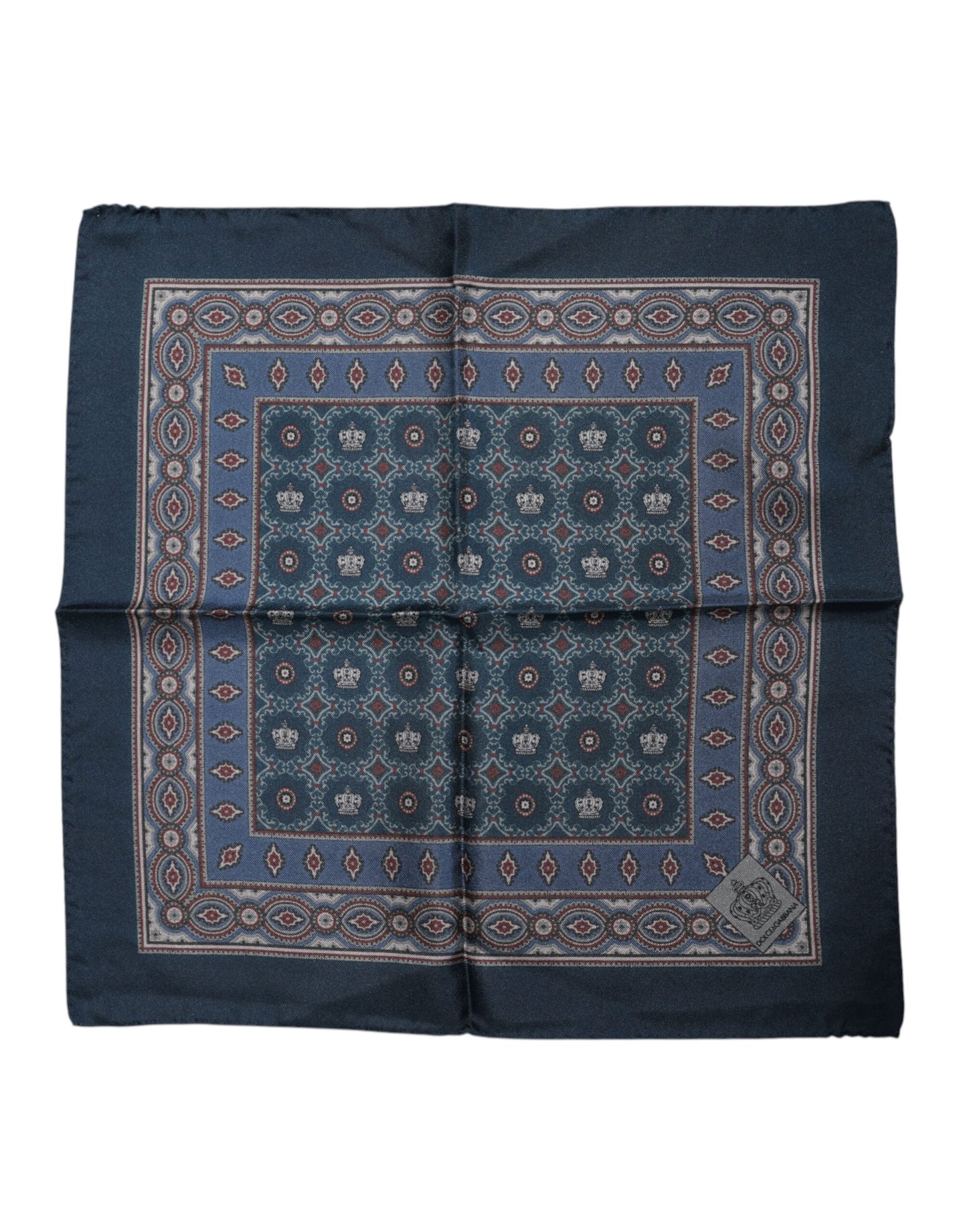 Dolce & Gabbana Blue Printed Silk Square Men Foulard Scarf