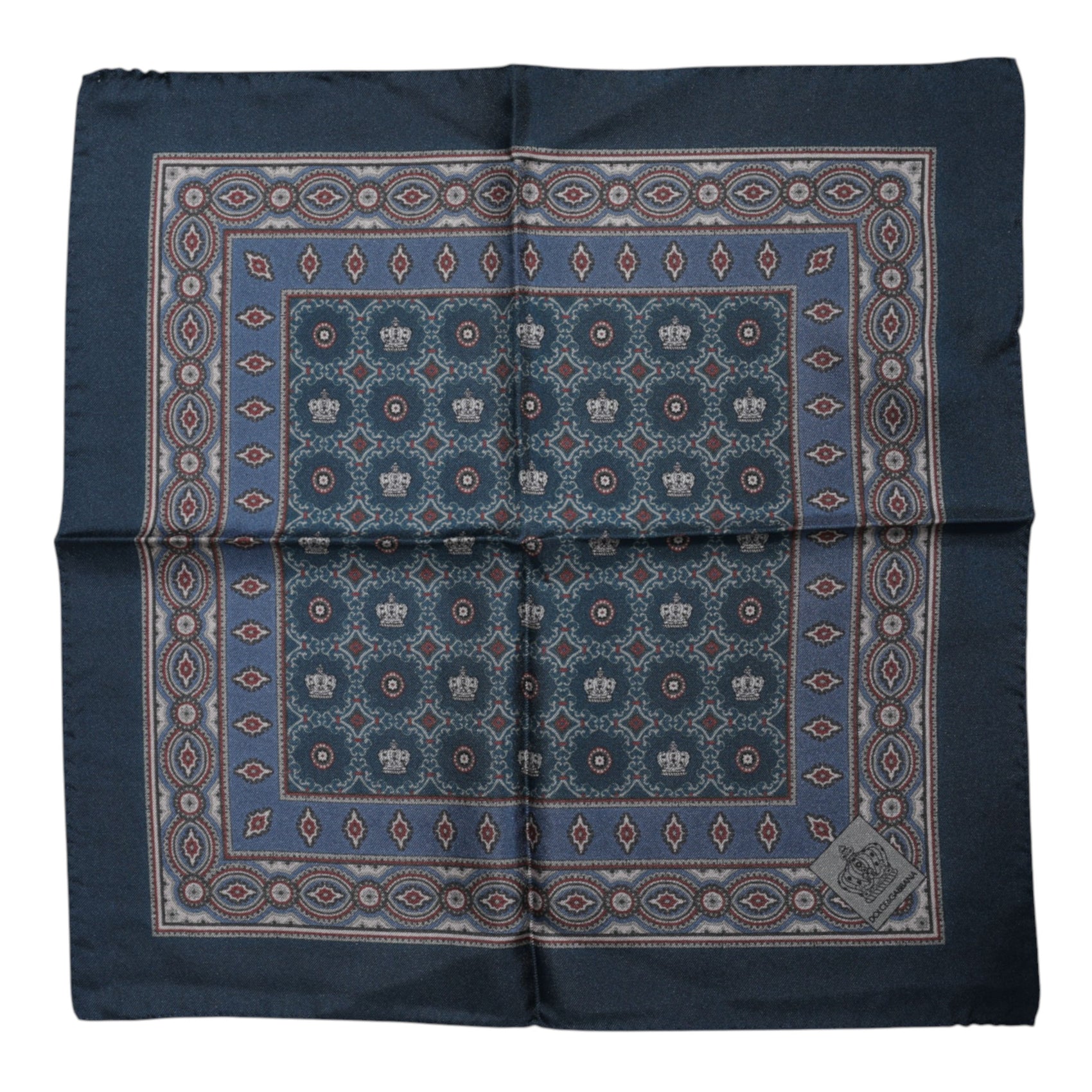 Dolce & Gabbana Blue Printed Silk Square Men Foulard Scarf