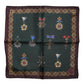 Dolce & Gabbana Green Medals Silk Square Foulard Scarf