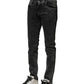 Dolce & Gabbana Black Washed Double Waistband Denim Jeans
