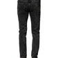 Dolce & Gabbana Black Washed Double Waistband Denim Jeans