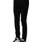 Dolce & Gabbana Black Cotton Logo Plaque Slim Denim Jeans