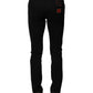 Dolce & Gabbana Black Cotton Logo Plaque Slim Denim Jeans