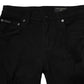 Dolce & Gabbana Black Cotton Logo Plaque Slim Denim Jeans