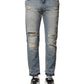 Dolce & Gabbana Light Blue Tattered Straight Men Denim Jeans