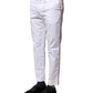 Dolce & Gabbana White Cotton Straight Logo Men Pants