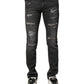Dolce & Gabbana Black Washed Tattered Slim Fit Denim Jeans