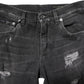Dolce & Gabbana Black Washed Tattered Slim Fit Denim Jeans