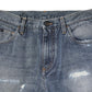 Dolce & Gabbana Blue Washed Tattered Straight Fit Denim Jeans
