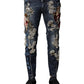 Dolce & Gabbana Blue Cotton Rhinestone Embellish Denim Jeans