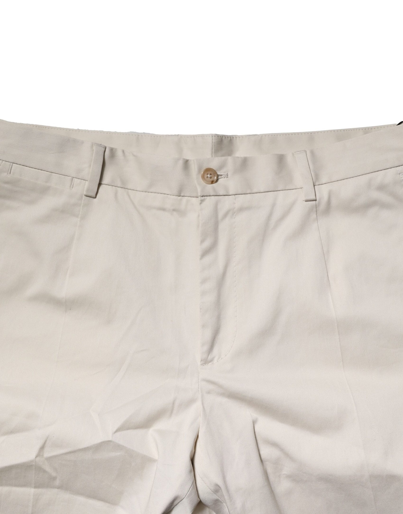 Dolce & Gabbana Beige Cotton Stretch Mid Waist Bermuda Shorts