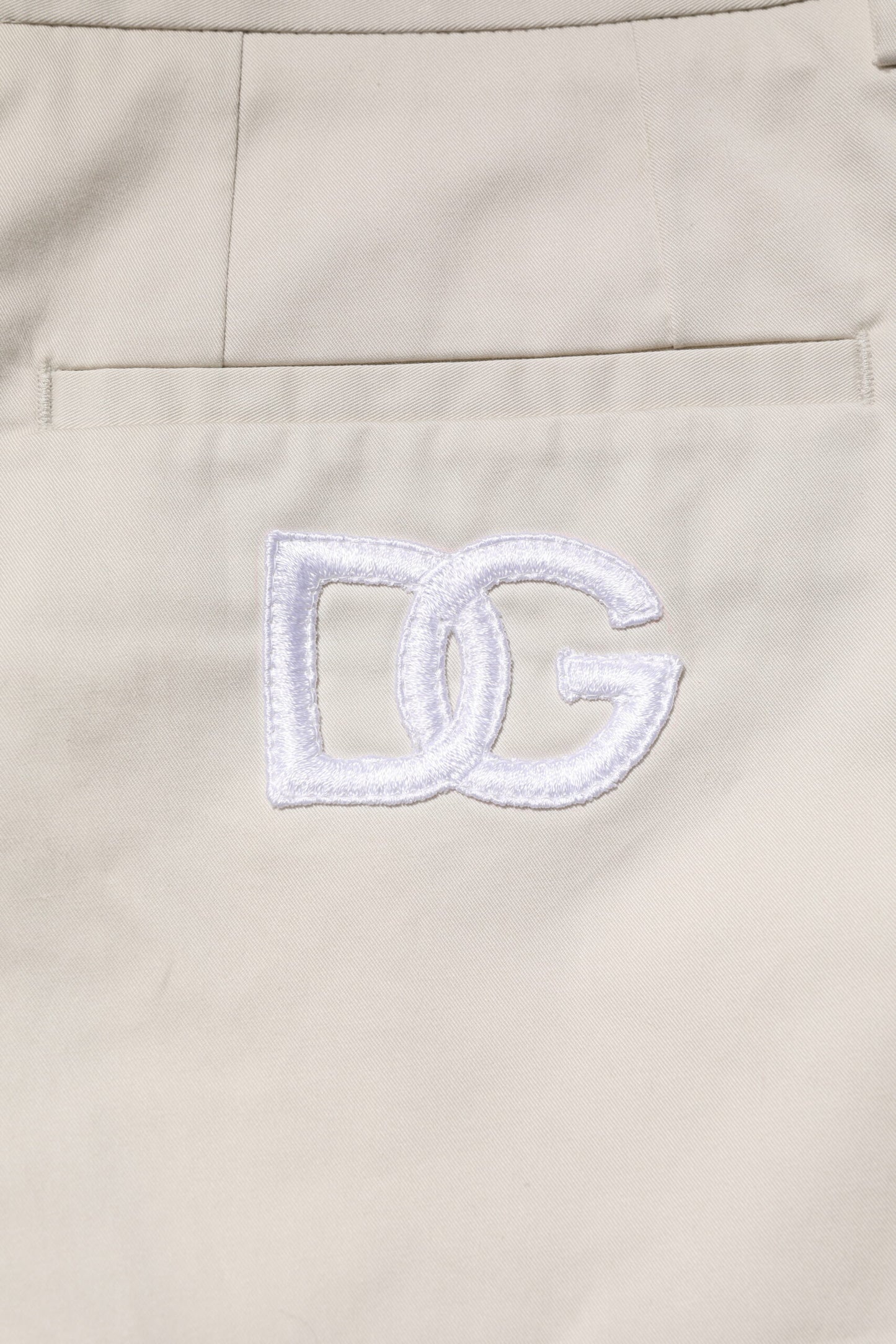 Beige Cotton Stretch Mid Waist Bermuda Shorts
