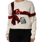 Dolce & Gabbana White Sequined Crew Neck Pullover Sweater