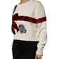Dolce & Gabbana White Sequined Crew Neck Pullover Sweater