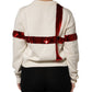 Dolce & Gabbana White Sequined Crew Neck Pullover Sweater