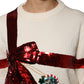 Dolce & Gabbana White Sequined Crew Neck Pullover Sweater