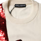 Dolce & Gabbana White Sequined Crew Neck Pullover Sweater