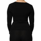 Dolce & Gabbana Black Square Neck Long Sleeves Pullover Top