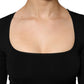 Dolce & Gabbana Black Square Neck Long Sleeves Pullover Top