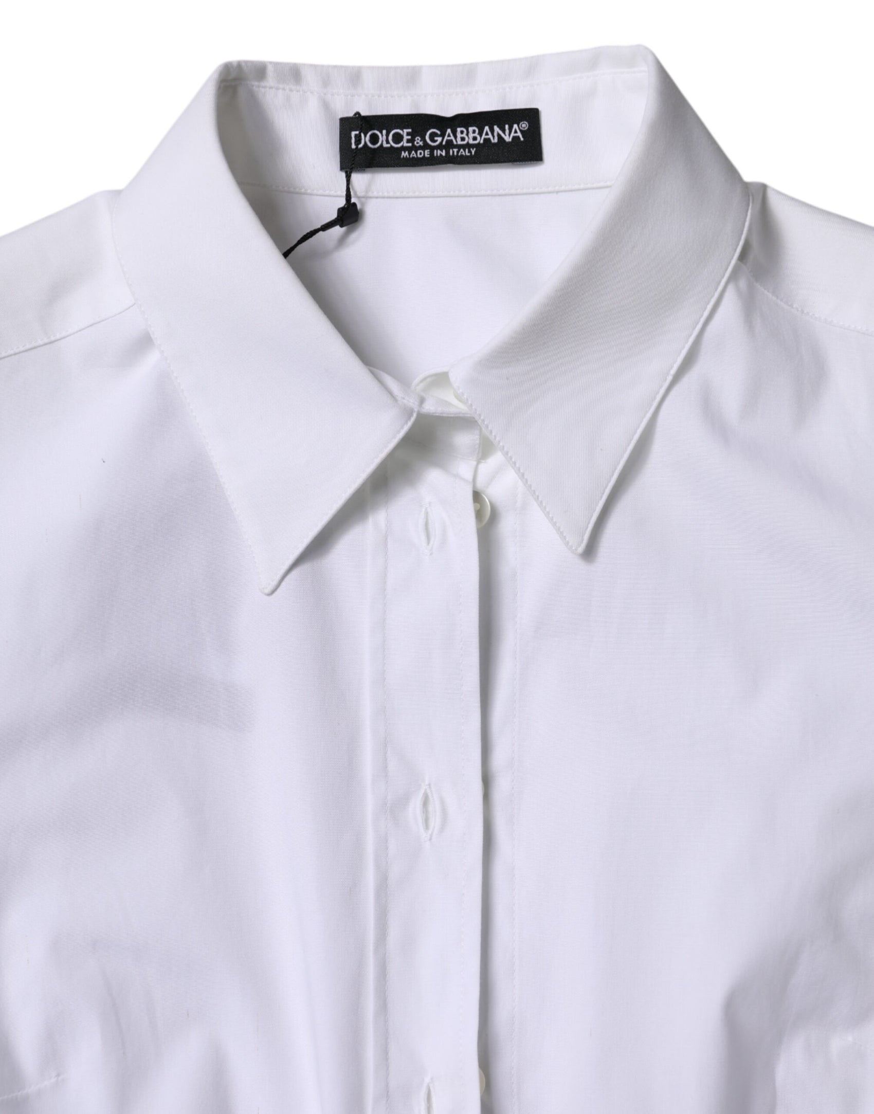 Dolce & Gabbana White Cotton Collared Long Sleeves Shirt Top