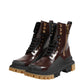 Dolce & Gabbana Brown Black Leather Boots Zipper Lace Up Shoes