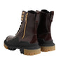 Dolce & Gabbana Brown Black Leather Boots Zipper Lace Up Shoes