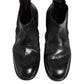 Dolce & Gabbana Black Leather Ankle Boots Slip On Shoes