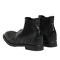 Dolce & Gabbana Black Leather Ankle Boots Slip On Shoes