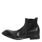 Dolce & Gabbana Black Leather Ankle Boots Slip On Shoes