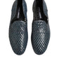 Dolce & Gabbana Blue Woven Leather Slip On Loafers Shoes
