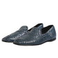 Dolce & Gabbana Blue Woven Leather Slip On Loafers Shoes
