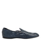 Dolce & Gabbana Blue Woven Leather Slip On Loafers Shoes