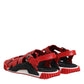 Dolce & Gabbana Red Black Leather Ankle Strap Sandals Shoes