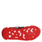 Dolce & Gabbana Red Black Leather Ankle Strap Sandals Shoes