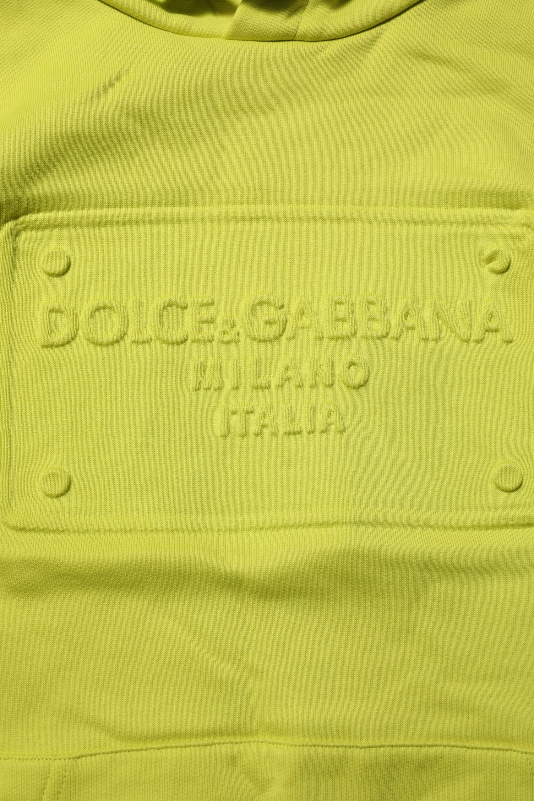 Dolce & Gabbana Green Cotton Hooded Logo Sweatshirt Sweater