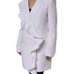 MSGM White Polyester Long Sleeves Ruffled Wrap Jacket