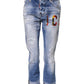 Dsquared² Blue Washed Cotton Mid Waist Skinny Denim Jeans
