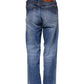 Dsquared² Blue Washed Cotton Mid Waist Straight Jeans