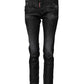 Dsquared² Black Washed Cotton Mid Waist Skinny Jeans