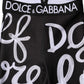 Dolce & Gabbana Black Polyester Logo Print Mid Waisted Pants