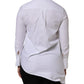 AGLINI White Cotton Collared Long Sleeves Ruffle Top Shirt