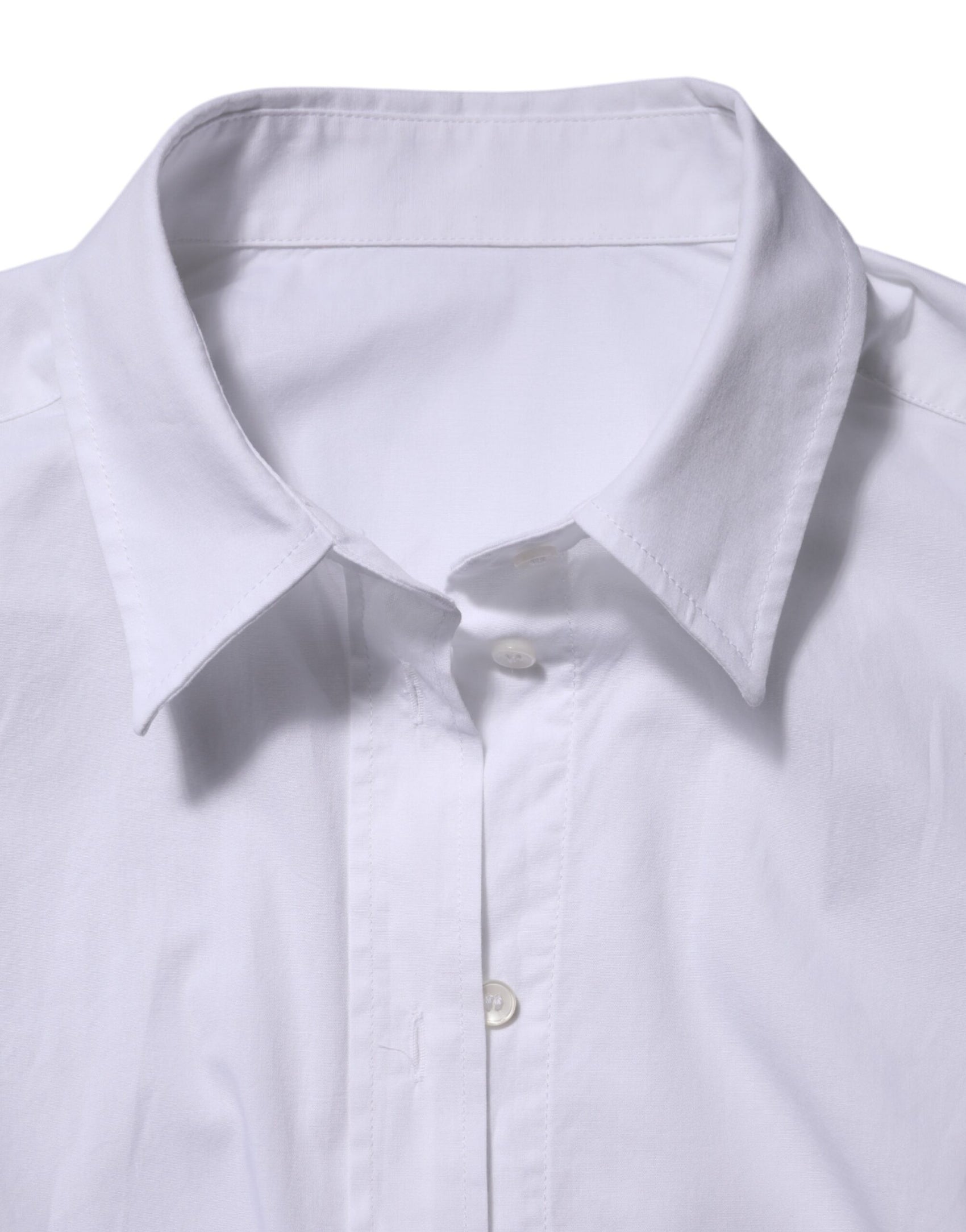 Dolce & Gabbana White Cotton Long Sleeves Collared Top Shirt