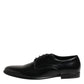 Dolce & Gabbana Black Leather Lace Up Derby Men Dress Shoes
