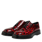 Dolce & Gabbana Red Leopard Derby Formal Men Dress Shoes